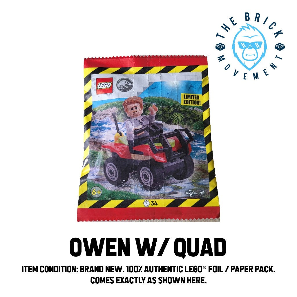 LEGO JURASSIC WORLD Owen w/ Quad Foil / Paper Pack