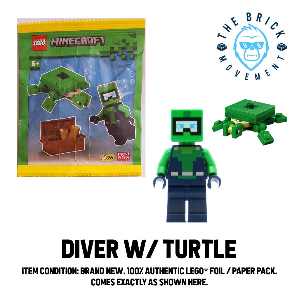 LEGO MINECRAFT Diver w/ Treasure Chest & Turtle Foil / Paper Pack