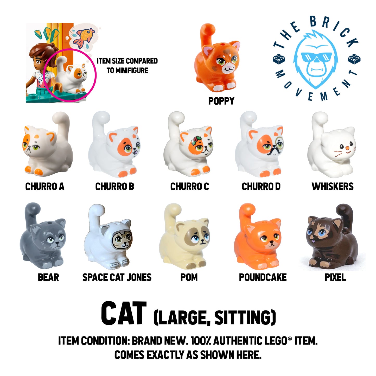 LEGO ACCESSORIES - ANIMAL - Cat (Large, Sitting)