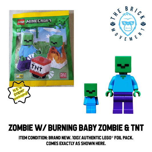 LEGO MINECRAFT Zombie w/ Burning Baby Zombie & TNT Foil Pack