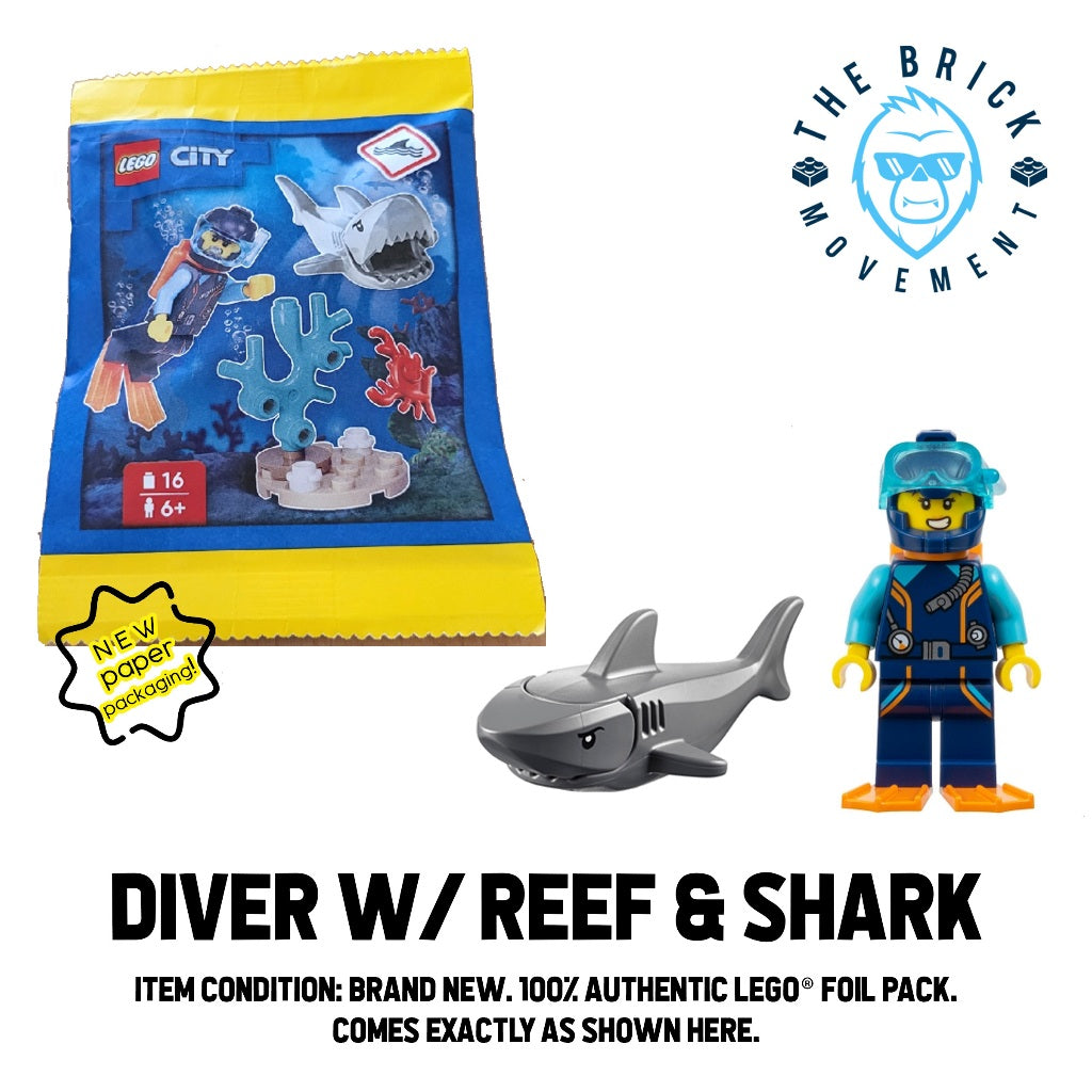 LEGO CITY Diver w/ Reef Shark Foil Pack