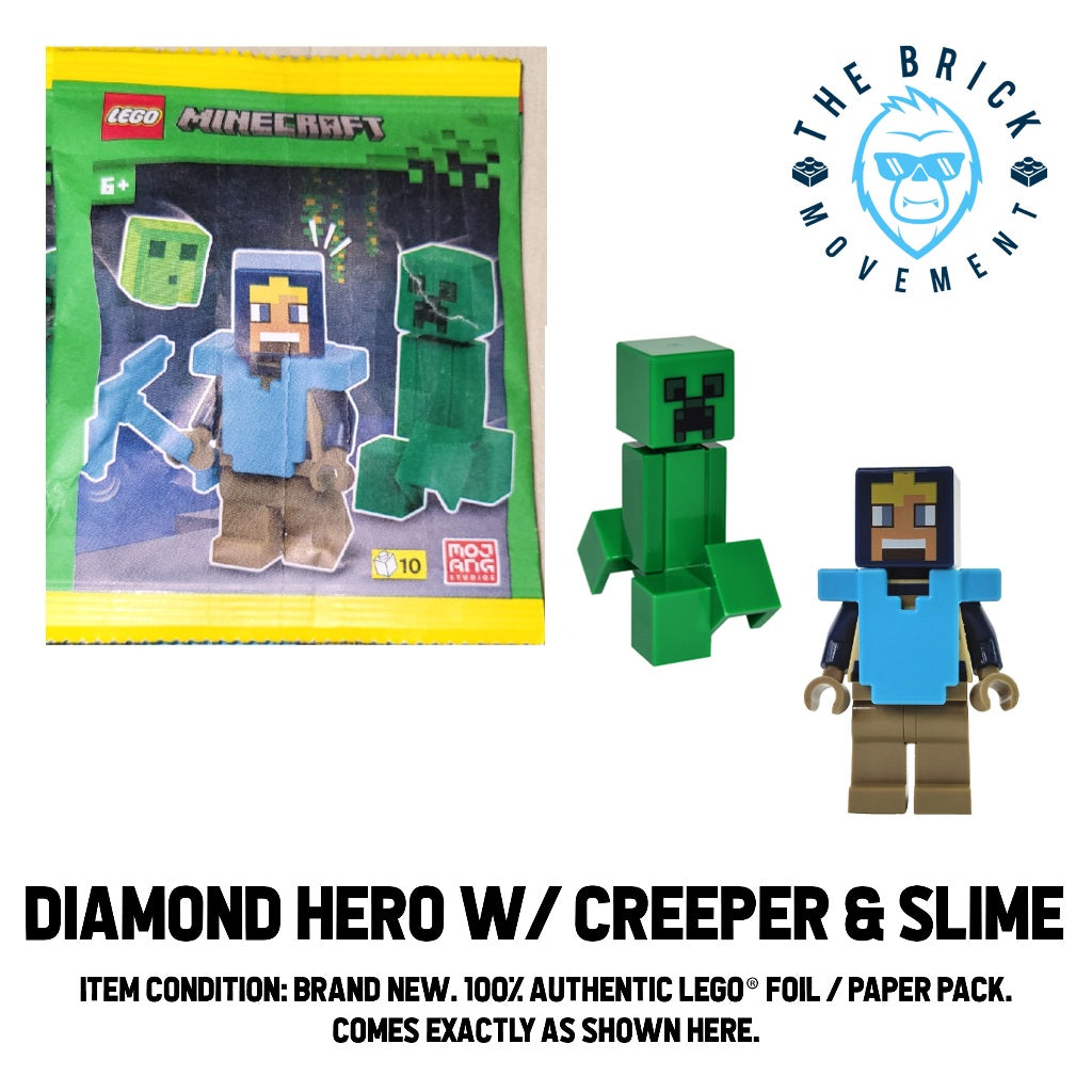 LEGO MINECRAFT Diamond Hero w/ Creeper & Slime Foil / Paper Pack
