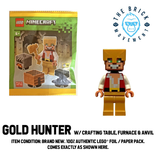 LEGO MINECRAFT Gold Hunter w/ Crafting Table, Furnace & Anvil Foil / Paper Pack