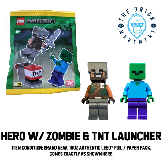 LEGO MINECRAFT Hero w/ Zombie & TNT Launcher Foil / Paper Pack
