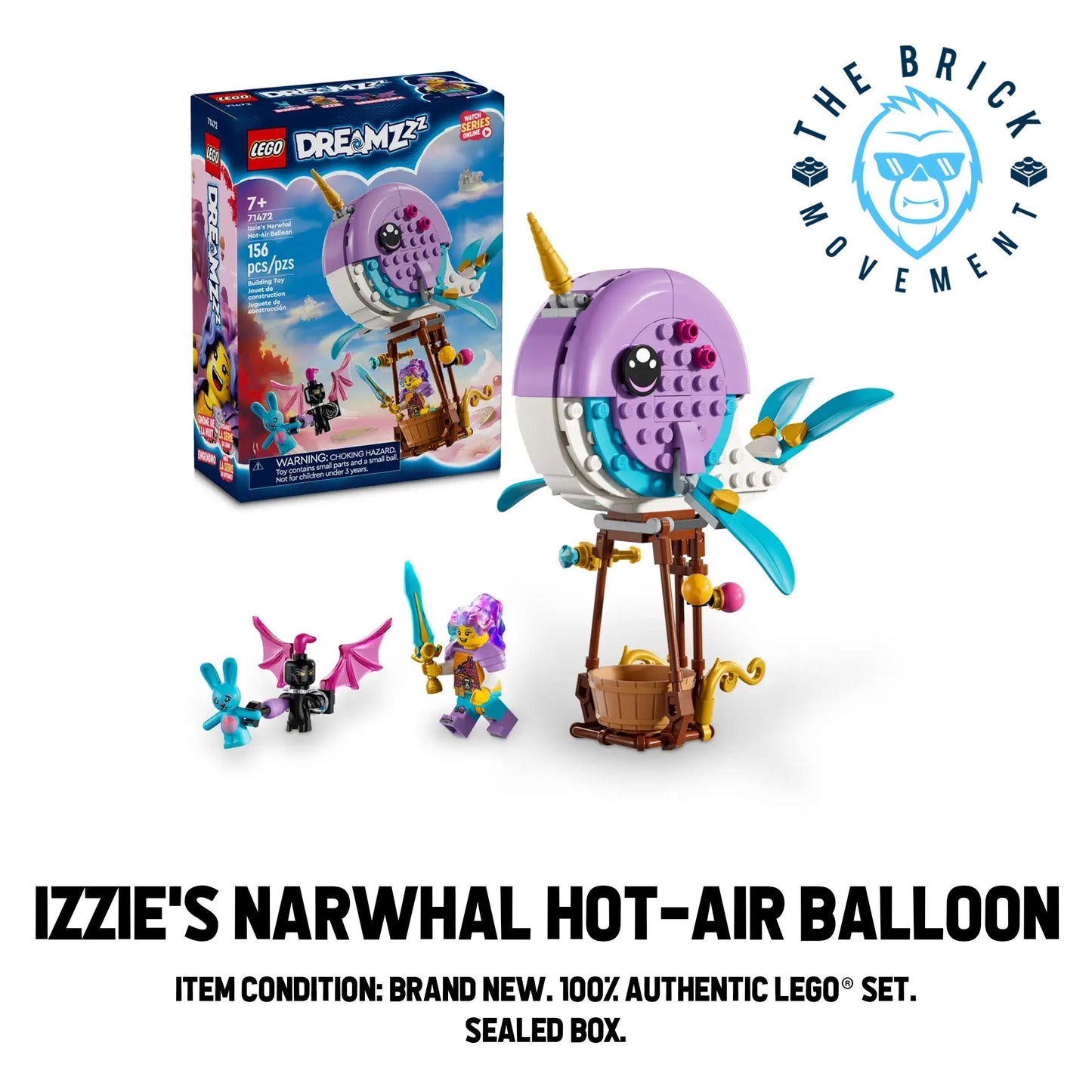 LEGO DREAMZZZ 71427 Izzie's Narwhal Hot-Air Balloon Set