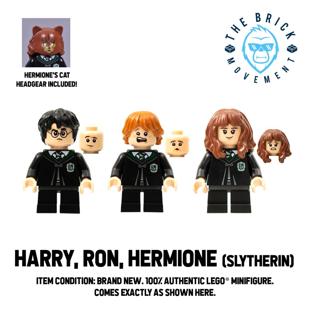 LEGO HARRY POTTER, Ron, & Hermione (Slytherin Robe) Minifigure Lot