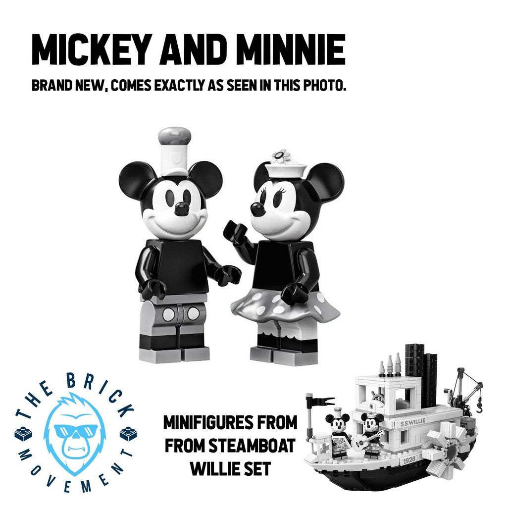 LEGO DISNEY Mickey Mouse and Minnie Mouse (Steamboat Willie) Minifigures