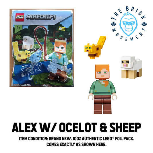 LEGO MINECRAFT Alex w/ Ocelot & Sheep Foil Pack