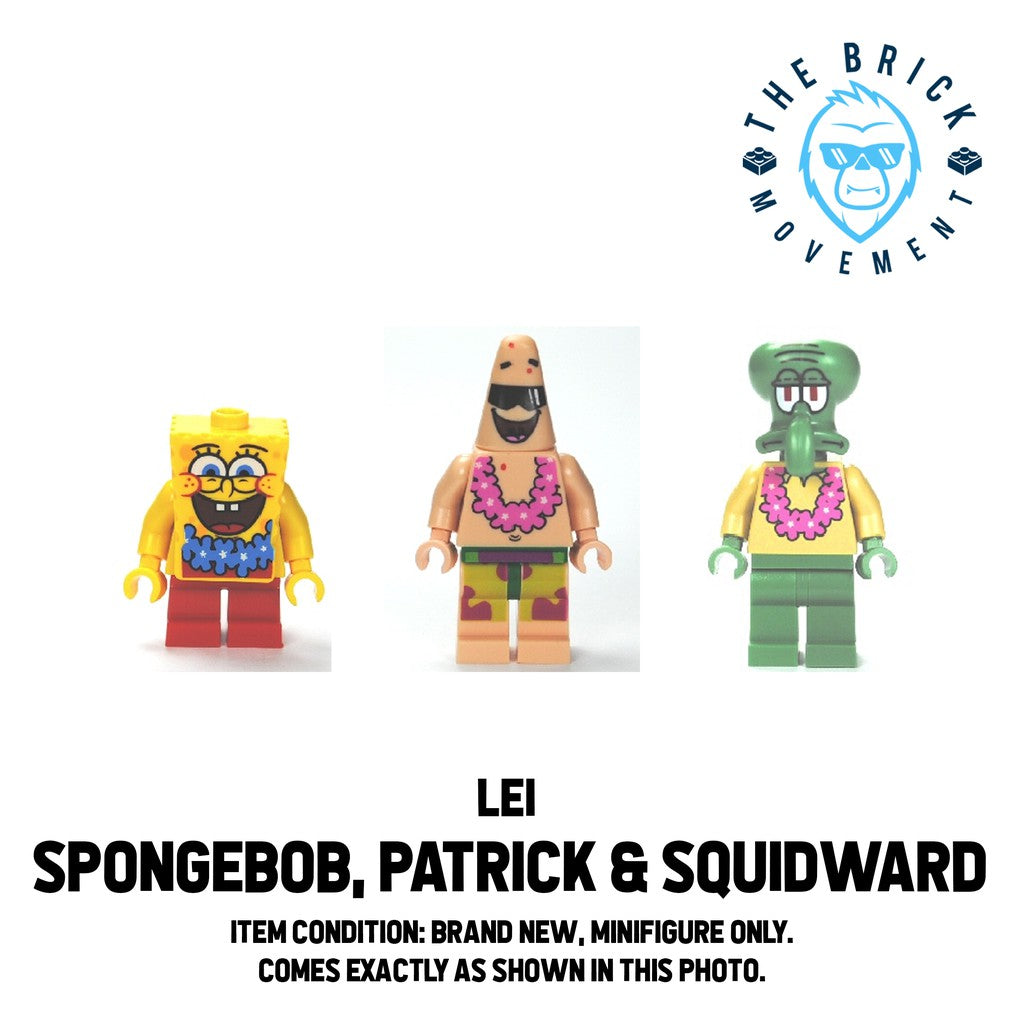 LEGO SPONGEBOB Squarepants, Patrick Star & Squidward Tentacles (Lei) Minifigure Lot