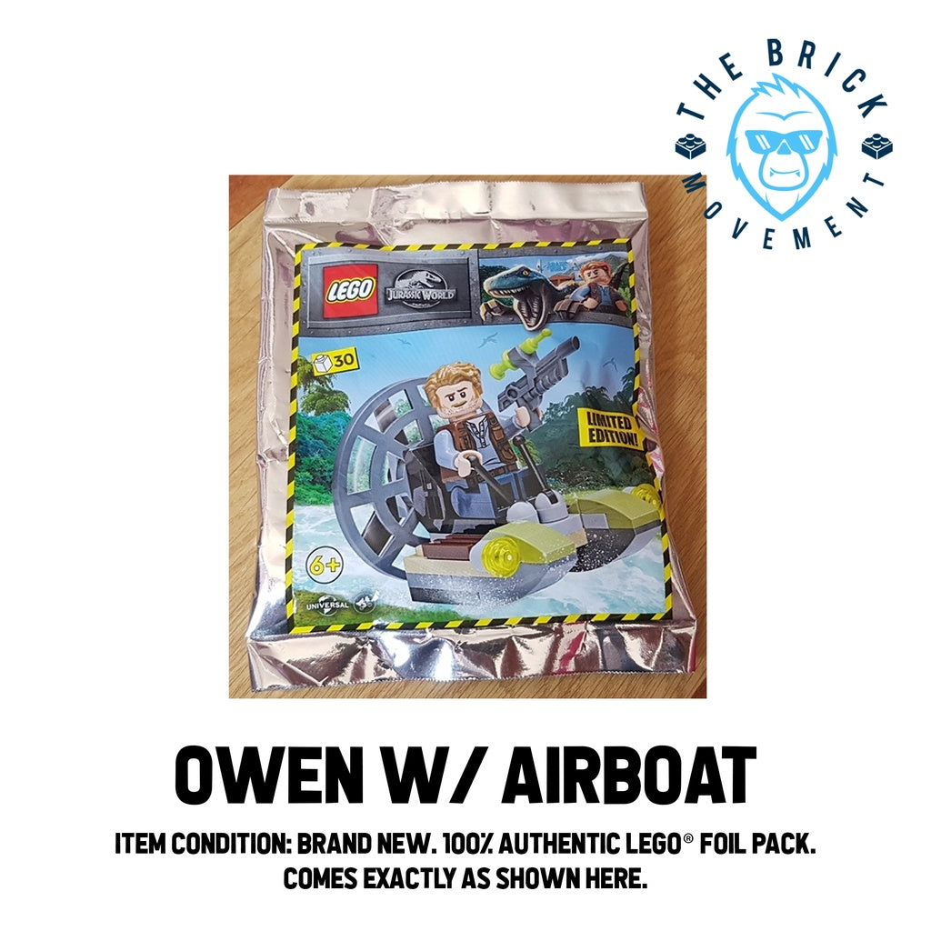 LEGO JURASSIC WORLD Owen w/ Air Boat Foil Pack